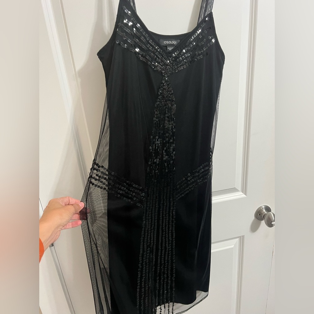 Ideology Black Sequin Sheer Dress Vintage Feel